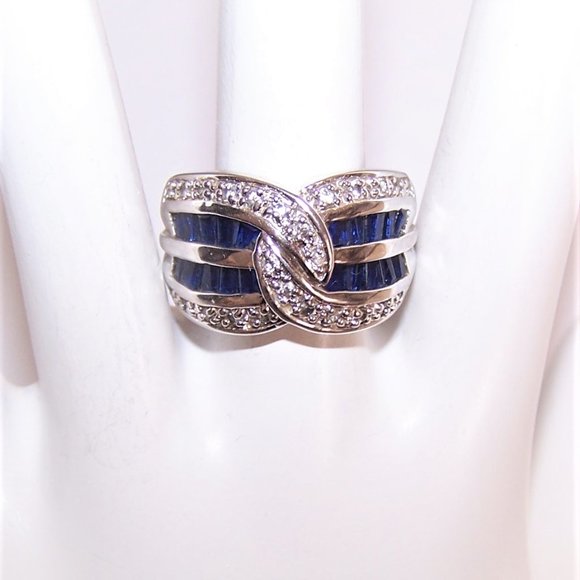 DBJ Dee Berkley Sterling Silver 1.25CT TW Blue Cubic Zirconia Ring - Sz 6.75 - Picture 1 of 8